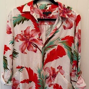 Vacation anyone? Floral lightweight blouse: linen & bamboo (viscose)